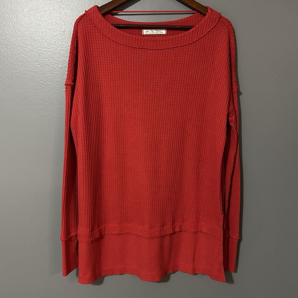 We the Free by Free People Tunic Top Size S Oversized Red Long Sleeve Thermal